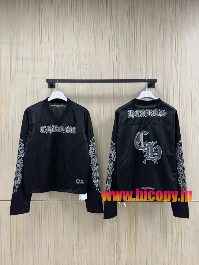 【Chrome Hearts x Matty Boy】クロムハーツ マッティボーイ コラボ アイスホッケージャージ ブラック メッシュ Vネック 240g高密速乾 稀少アイテム