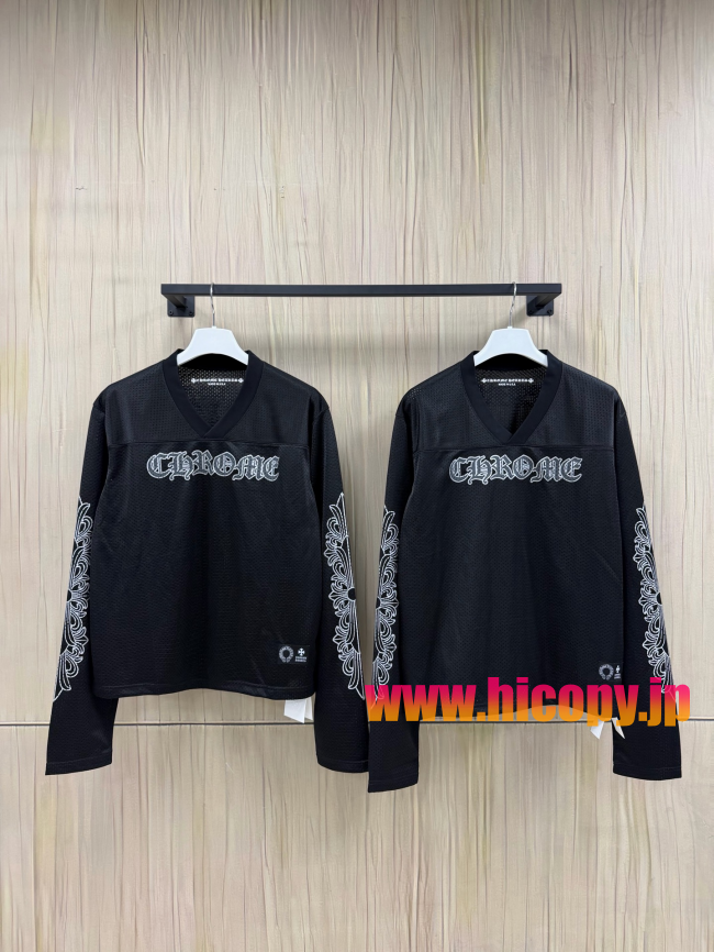 【Chrome Hearts x Matty Boy】クロムハーツ マッティボーイ コラボ アイスホッケージャージ ブラック メッシュ Vネック 240g高密速乾 稀少アイテム