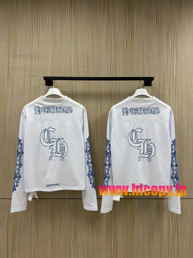 【Chrome Hearts x Matty Boy】クロムハーツ マッティボーイ コラボ アイスホッケージャージ ホワイト×ネイビー メッシュ Vネック 240g高密速乾 稀少アイテム