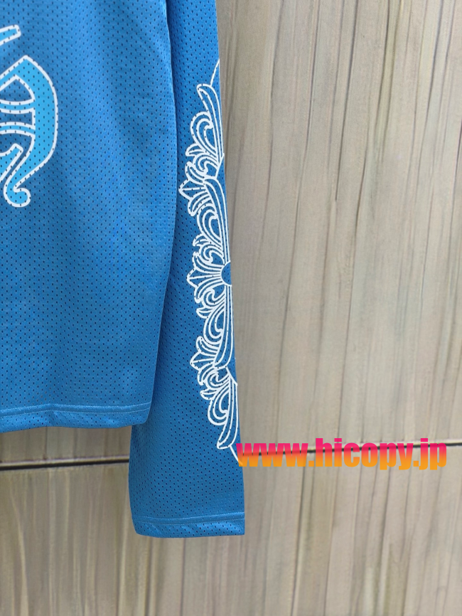 【Chrome Hearts x Matty Boy】クロムハーツ マッティボーイ コラボ アイスホッケージャージ ブルー×ホワイト メッシュ Vネック 240g高密速乾 稀少アイテム