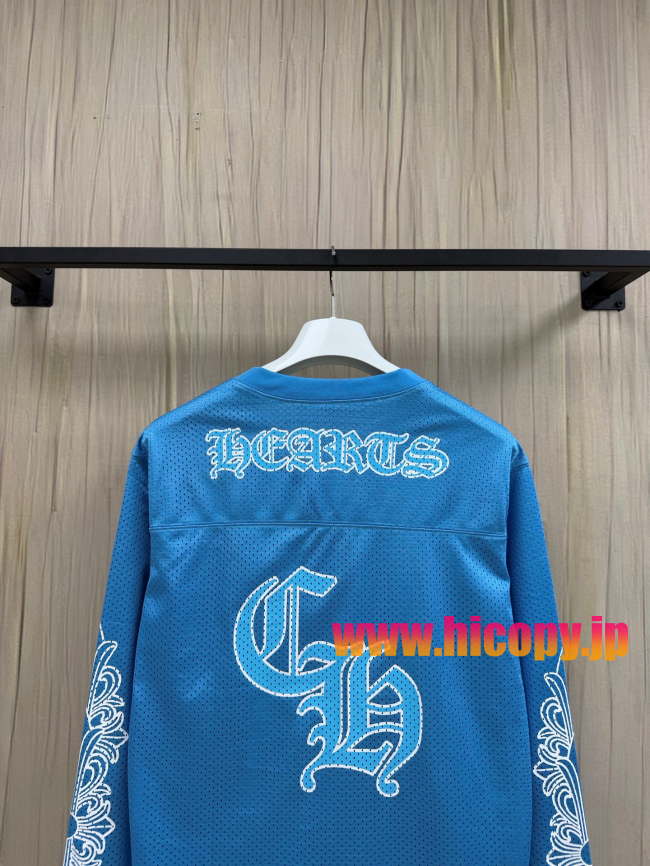 【Chrome Hearts x Matty Boy】クロムハーツ マッティボーイ コラボ アイスホッケージャージ ブルー×ホワイト メッシュ Vネック 240g高密速乾 稀少アイテム