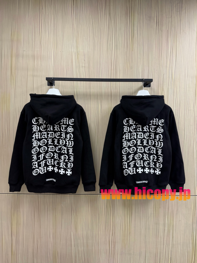 【Chrome Hearts】クロムハーツ フルジップパーカー ブラック 500g重磅コットン ワンポイント刺繍 白銅鍍銀五金 非売品レベル