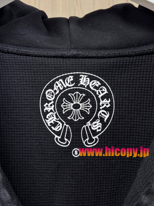 【Chrome Hearts】クロムハーツ フルジップパーカー ブラック 500g重磅コットン ワンポイント刺繍 白銅鍍銀五金 非売品レベル