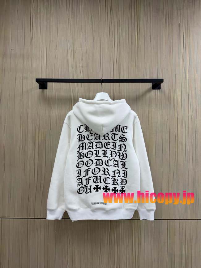 【Chrome Hearts】クロムハーツ フルジップパーカー オフホワイト 500g重磅コットン ワンポイント刺繍