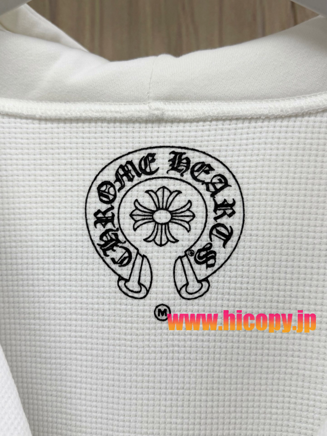 【Chrome Hearts】クロムハーツ フルジップパーカー オフホワイト 500g重磅コットン ワンポイント刺繍