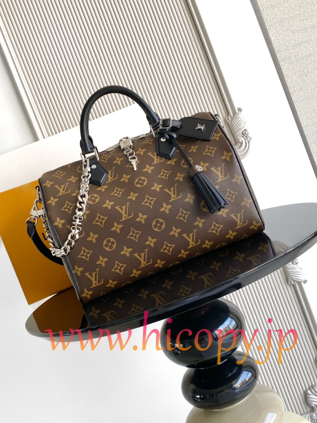 ルイ?ヴィトン Louis Vuitton Speedy Soft 30 Dark M12243 モノグラムコーティングキャンバス ゴシックチェーン付き 2WAY ハンドバッグ