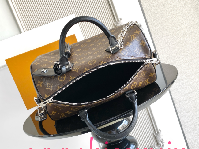 ルイ?ヴィトン Louis Vuitton Speedy Soft 30 Dark M12243 モノグラムコーティングキャンバス ゴシックチェーン付き 2WAY ハンドバッグ