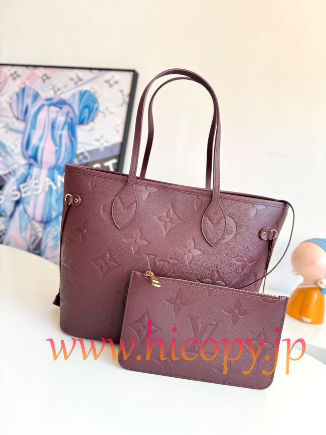 ルイ?ヴィトン Louis Vuitton M45686 Neverfull MM モノグラムアンプラント ワインレッド トートバッグ