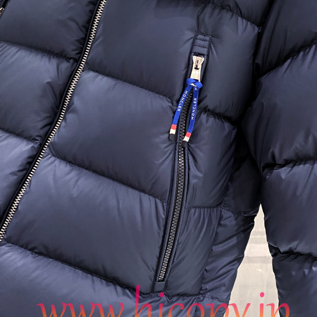 モンクレール Moncler 配色フード付きダウンジャケット ユニセックス ネイビー hicopymn033