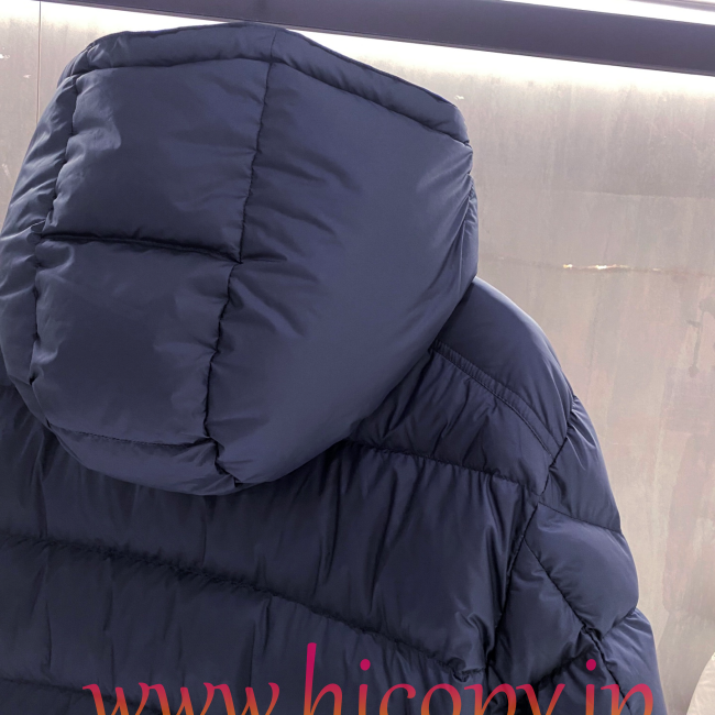 モンクレール Moncler 配色フード付きダウンジャケット ユニセックス ネイビー hicopymn033
