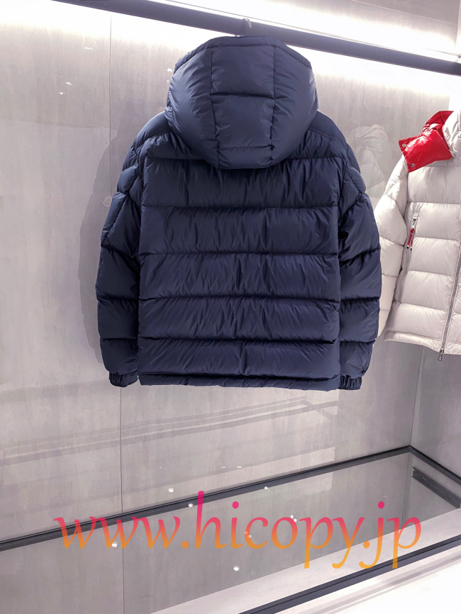モンクレール Moncler 配色フード付きダウンジャケット ユニセックス ネイビー hicopymn033