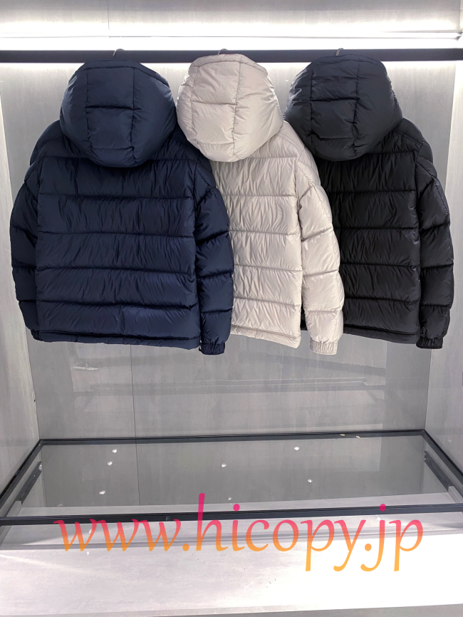 モンクレール Moncler 配色フード付きダウンジャケット ユニセックス ネイビー hicopymn033
