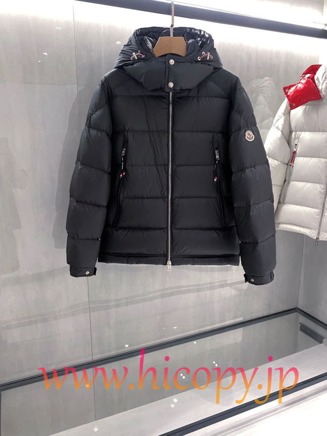 モンクレール Moncler 配色フード付きダウンジャケット ユニセックス ブラック hicopymn034
