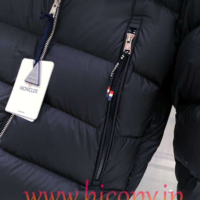 モンクレール Moncler 配色フード付きダウンジャケット ユニセックス ブラック hicopymn034