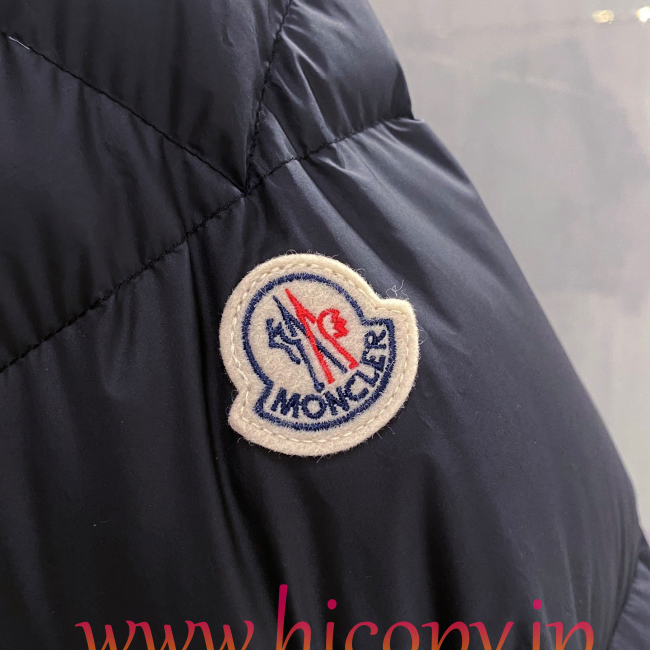モンクレール Moncler 配色フード付きダウンジャケット ユニセックス ブラック hicopymn034