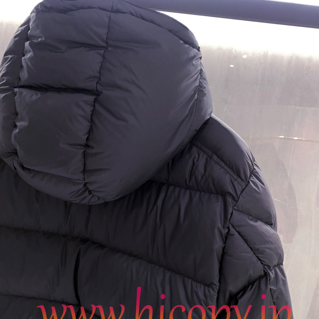 モンクレール Moncler 配色フード付きダウンジャケット ユニセックス ブラック hicopymn034