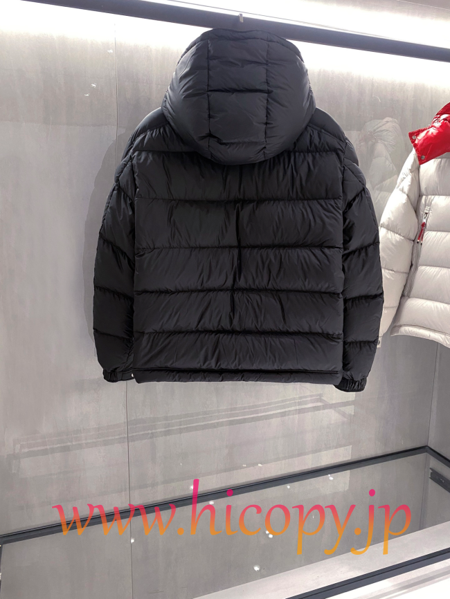 モンクレール Moncler 配色フード付きダウンジャケット ユニセックス ブラック hicopymn034