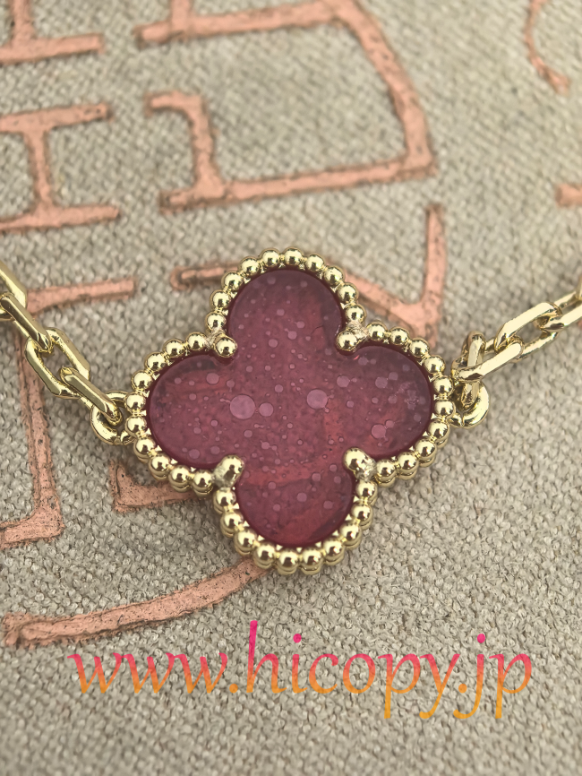 【Van Cleef & Arpels】ヴァンクリーフ＆アーペル アルハンブラ 5モティーフ ブレスレット バブルピンク ガラスカルセドニー ゴールド 新P1対版級