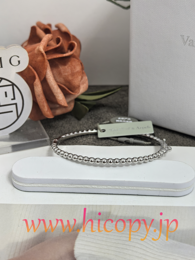 【Van Cleef & Arpels】ヴァンクリーフ＆アーペル Perlée（ペルレ） ラウンドビーズ バングル シルバーカラー 升级款（アップグレード版）