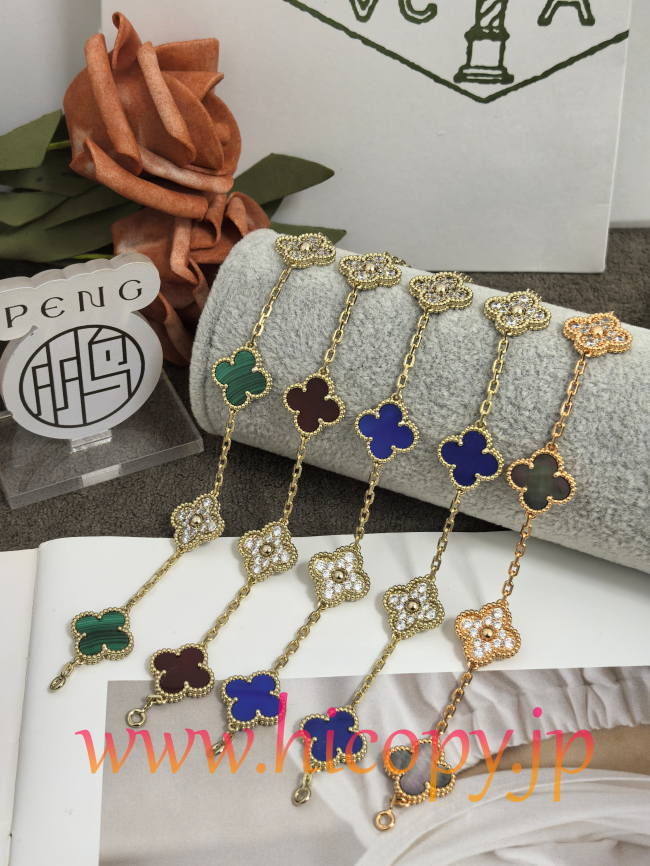 【Van Cleef & Arpels】ヴァンクリーフ＆アーペル アルハンブラ 5モティーフ ブレスレット グレーマザーオブパール＆ダイヤモンド ローズゴールド 新P1対版級