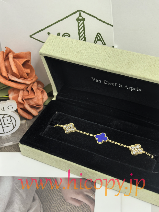 【Van Cleef & Arpels】ヴァンクリーフ＆アーペル アルハンブラ 5モティーフ ブレスレット ラピスラズリ＆ダイヤモンド ゴールド 新P1対版級