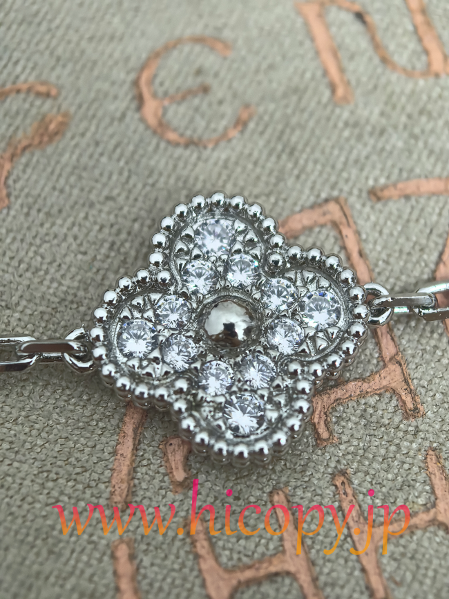 【Van Cleef & Arpels】ヴァンクリーフ＆アーペル アルハンブラ 5モティーフ ブレスレット 紫玉髄＆ダイヤモンド 925シルバー 新P1対版級