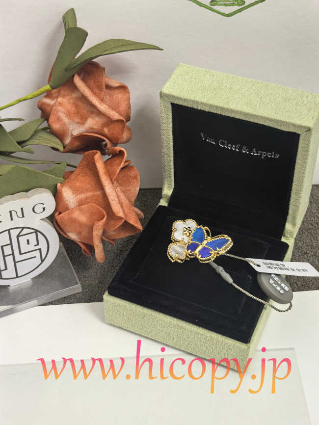 【Van Cleef & Arpels】ヴァンクリーフ＆アーペル フルイ バタフライ リング ラピスラズリ＆マザーオブパール ゴールド 升级款（市場頂級）