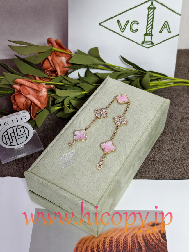 【Van Cleef & Arpels】ヴァンクリーフ＆アーペル アルハンブラ 5モティーフ ブレスレット 藍玉髄（ブルーカルセドニー）＆ダイヤモンド イエローゴールド