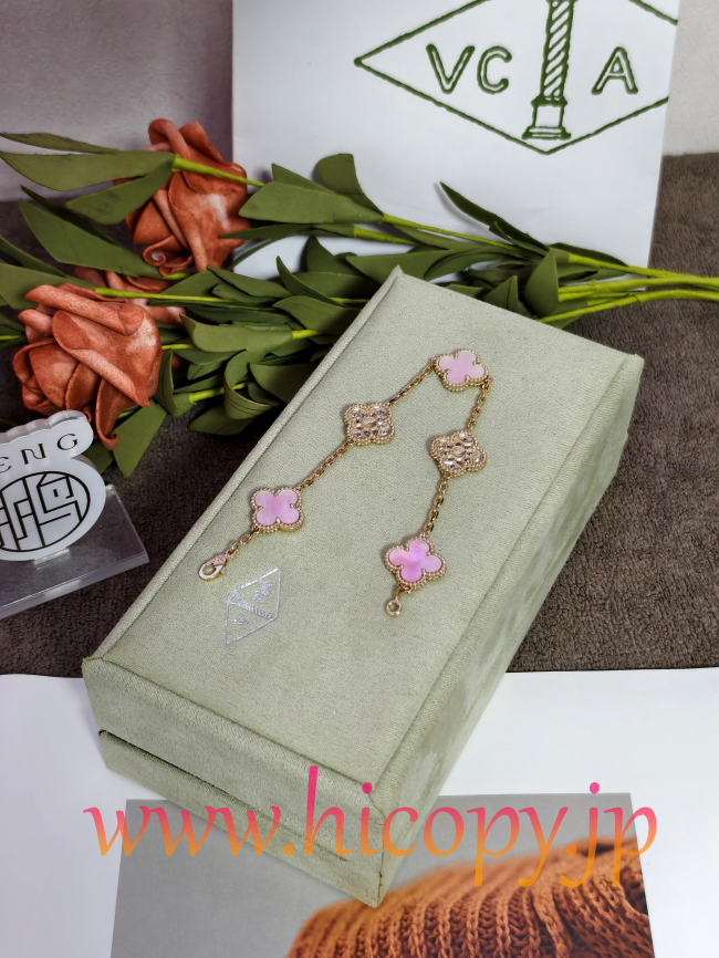 【Van Cleef & Arpels】ヴァンクリーフ＆アーペル アルハンブラ 5モティーフ ブレスレット 藍玉髄（ブルーカルセドニー）＆ダイヤモンド イエローゴールド