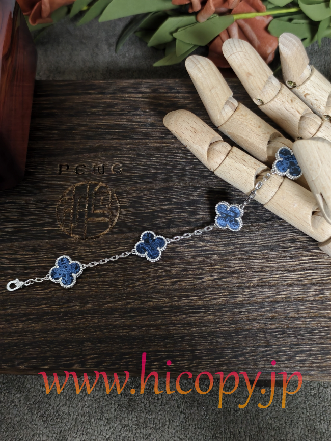 【Van Cleef & Arpels】ヴァンクリーフ＆アーペル アルハンブラ 5モティーフ ブレスレット ピーターサイト プラチナ/シルバー 純銀版