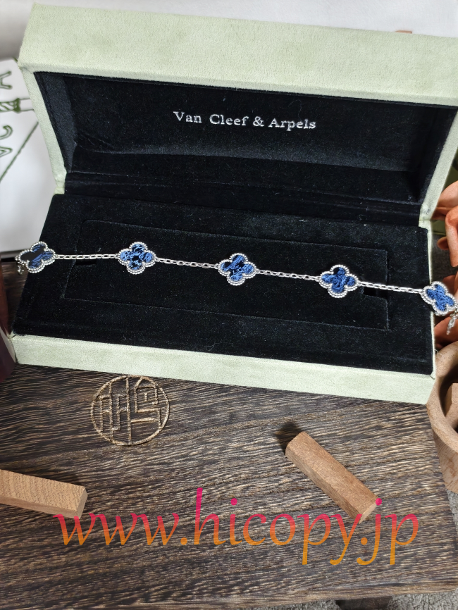 【Van Cleef & Arpels】ヴァンクリーフ＆アーペル アルハンブラ 5モティーフ ブレスレット ピーターサイト プラチナ/シルバー 純銀版