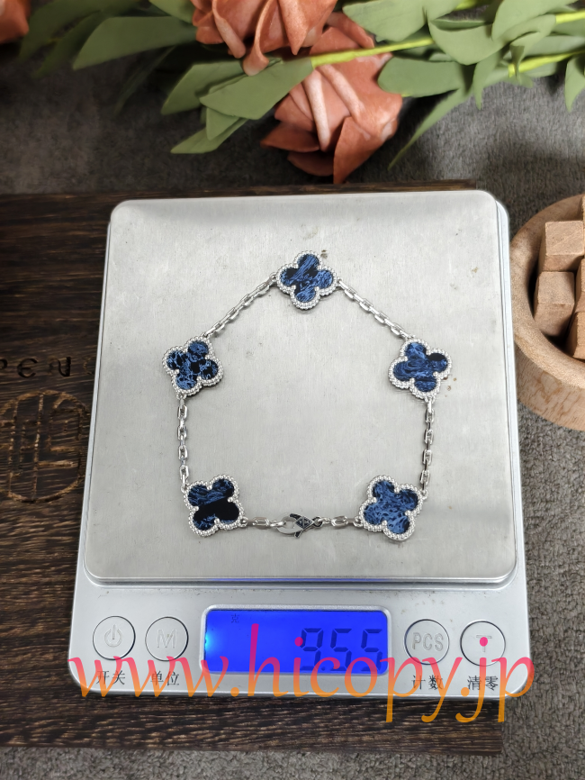 【Van Cleef & Arpels】ヴァンクリーフ＆アーペル アルハンブラ 5モティーフ ブレスレット ピーターサイト プラチナ/シルバー 純銀版