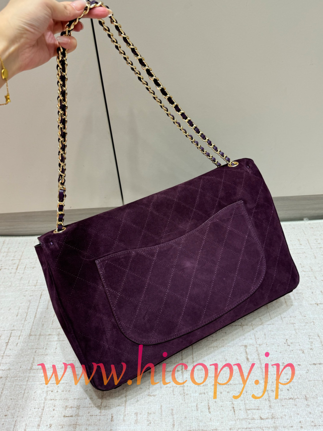 【CHANEL】シャネル 26S クラシックフラップ マキシ スエード ディープパープル ゴールド金具 (公式型番: AS3812B04900C9012)