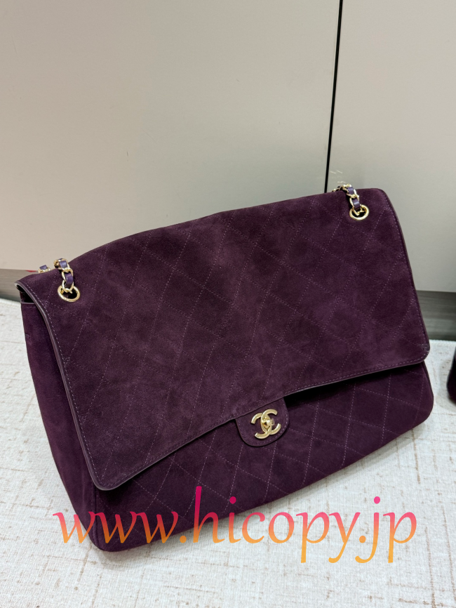 【CHANEL】シャネル 26S クラシックフラップ マキシ スエード ディープパープル ゴールド金具 (公式型番: AS3812B04900C9012)