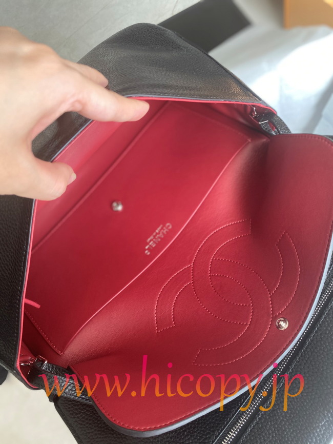 【CHANEL】シャネル 26S フラップバッグ ブラック キャビアスキン シルバー金具 エアポートスタイル 通勤通学 (公式型番: AS6231B20827U1536)