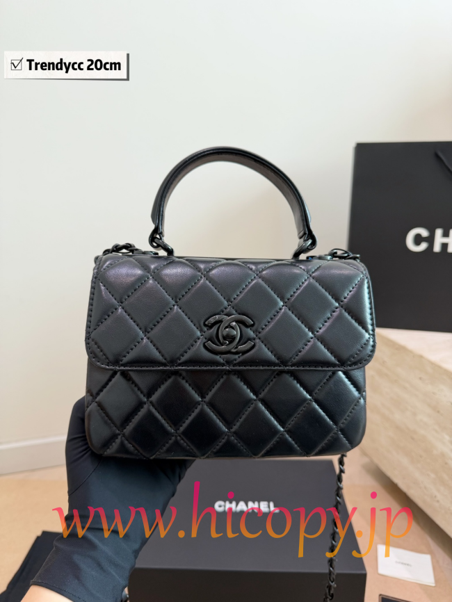 【CHANEL】シャネル トレンドCC ハンドバッグ ソーブラック キルティング レザー 2WAY (公式型番: AS2014B04900C3947)