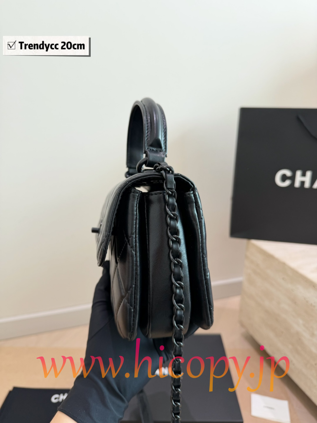 【CHANEL】シャネル トレンドCC ハンドバッグ ソーブラック キルティング レザー 2WAY (公式型番: AS2014B04900C3947)