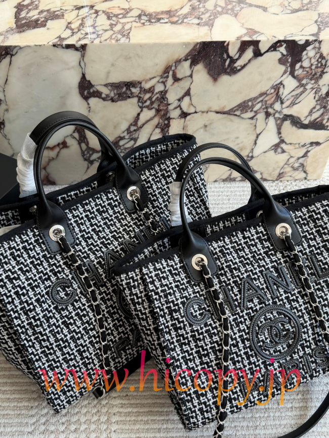 【CHANEL】シャネル ラージ トート バッグ バイカラー ツイード キルティング レザー ショルダーバッグ (公式型番: AS3830B04900C3947)