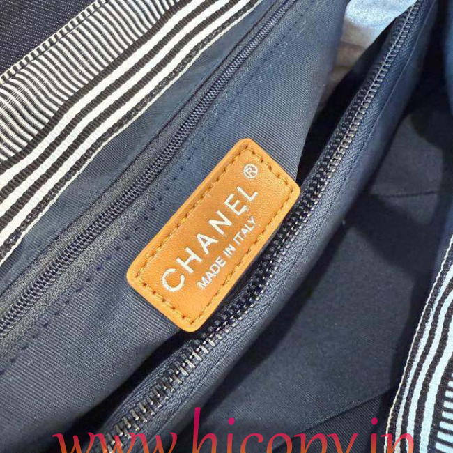 【CHANEL】シャネル ヴィンテージ キャンバス トートバッグ ネイビー×ホワイト ボーダー CCロゴ 30cm 2WAY (公式型番: VINTAGE-CC-TOTE-NAVY-WHITE-30CM)
