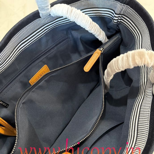 【CHANEL】シャネル ヴィンテージ キャンバス トートバッグ ラージ ネイビー×ホワイト ボーダー CCロゴ 36cm 2WAY (公式型番: VINTAGE-CC-TOTE-LARGE-NAVY-WHITE-36CM)