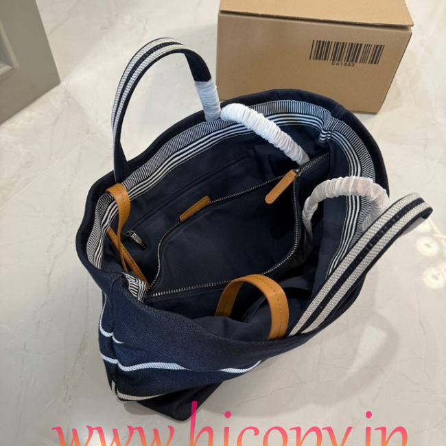 【CHANEL】シャネル ヴィンテージ キャンバス トートバッグ ラージ ネイビー×ホワイト ボーダー CCロゴ 36cm 2WAY (公式型番: VINTAGE-CC-TOTE-LARGE-NAVY-WHITE-36CM)