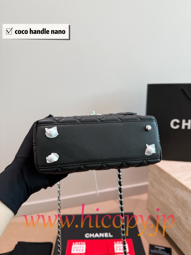 【CHANEL】シャネル ココ ハンドル ナノ ブラック グレインカーフスキン ゴールド金具 キルティング 3WAY (公式型番: CHANEL-COCO-HANDLE-NANO-BLACK-GOLD-20CM)