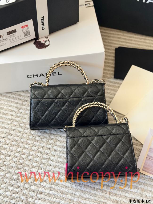 【CHANEL】シャネル 25S ハンドル Kelly WOC ブラック キャビアスキン ゴールド金具 オープンワークハンドル 2WAY (公式型番: CHANEL-25S-HANDLE-KELLY-WOC-BLACK-GOLD-19CM)