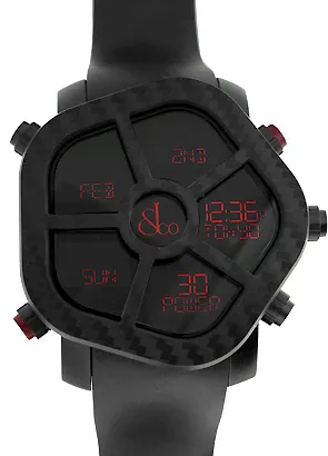 ジェイコブ JC-GST-CBN デジタル ファイブタイムゾーン ゴースト カーボンベゼル（赤プッシュ） SS(PVD)