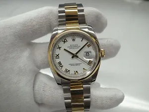 ロレックス デイトジャスト 116203 白ローマ YG/SS 36mm