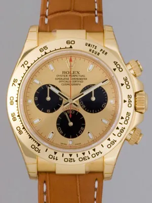 ロレックス ROLEX デイトナ 116518 茶皮 金／黒目 自動巻 メンズ