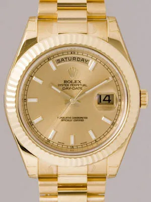 ロレックス ROLEX デイデイトII 218238 プレジデントブレス シャンパンバー