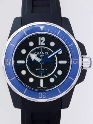 シャネル j12 マリーン 42mm H2559 ブラックセラミック ブルーベゼル ブラックラバー ブラック