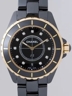 シャネル j12 H2544 38mm ブラックセラミックブレス 11Ｐダイヤ ピンクゴールドコンビ ブラック