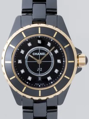 シャネル j12 H2543 33mm ブラックセラミックブレス 11Ｐダイヤ ピンクゴールドコンビ ブラック